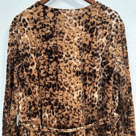 Nurture Dress Women 2X Brown Velvet Burnout Faux Wrap Midi Plus Boho Cottage NWT - Picture 15 of 16